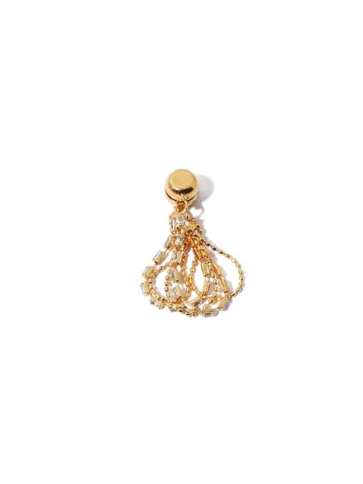 Gold Earbone clip (Single) Brass Cubic Zirconia Hip Hop Tassel multilayer chain zircon Single Earring