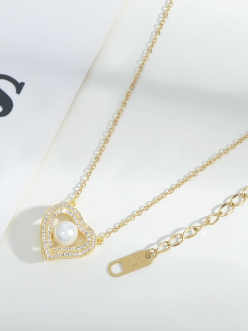 Gold X293 Brass Cubic Zirconia Heart Dainty Necklace