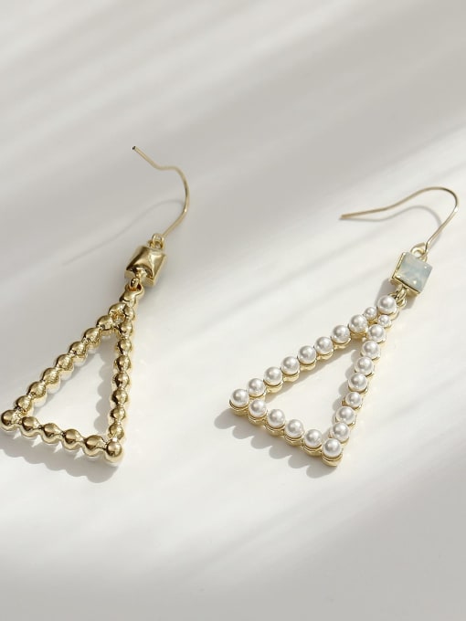 HYACINTH Brass Imitation Pearl Triangle Vintage Hook Trend Korean Fashion Earring 4
