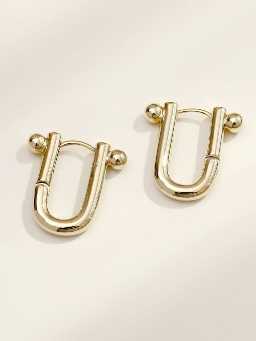 14K gold Brass Hollow Geometric Minimalist Huggie Trend Korean Fashion Earring