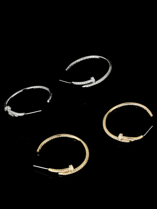 OUOU Brass Cubic Zirconia Geometric Minimalist Cluster Earring 0
