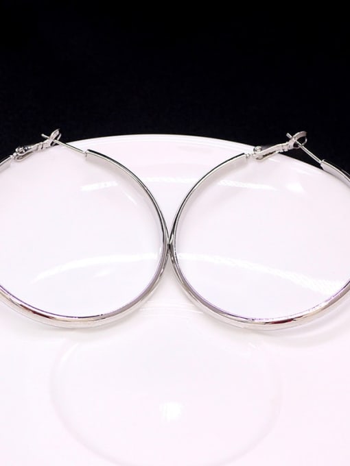 Large white K Copper Round Minimalist Hoop Trend Korean Fashion Earring