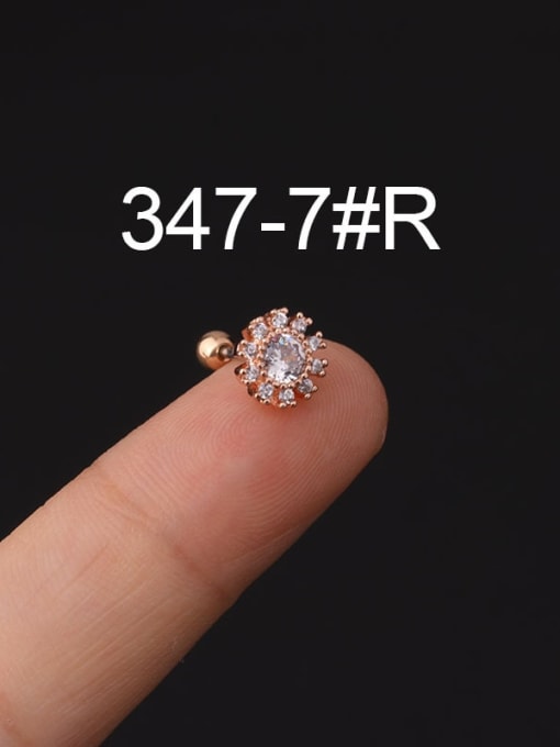 7 # Rose Gold Titanium Steel Cubic Zirconia Ball Hip Hop Stud Earring(Single Only One)