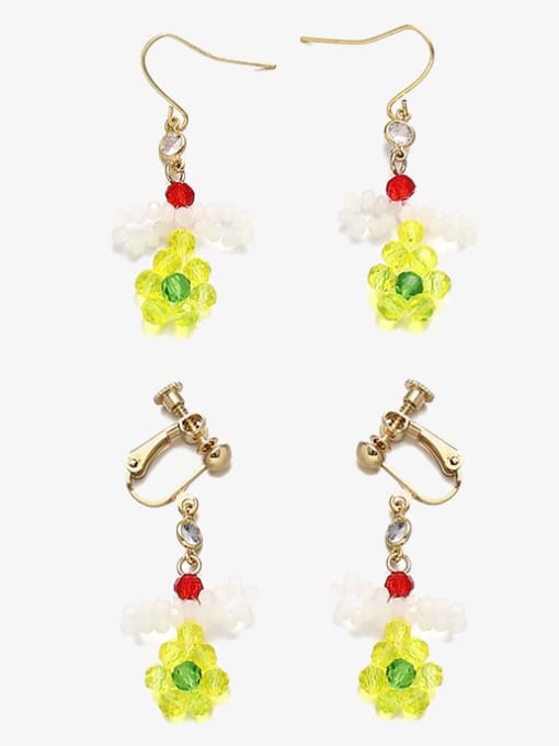 TINGS Brass Synthetic Crystal Flower Cute Pure handmade Weave Earring 4