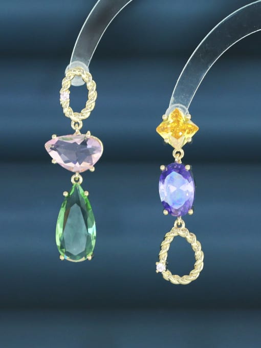 Seven Colors Brass Cubic Zirconia Water Drop Luxury Drop Earring
