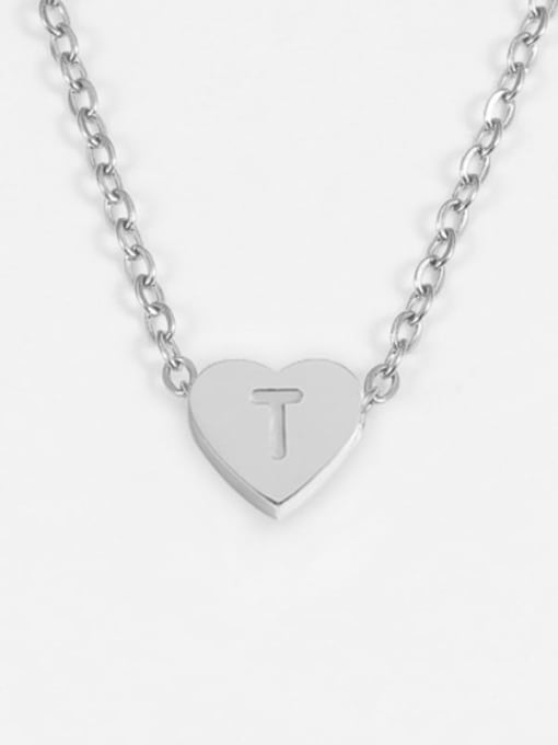 T steel color Stainless steel Letter Minimalist Necklace