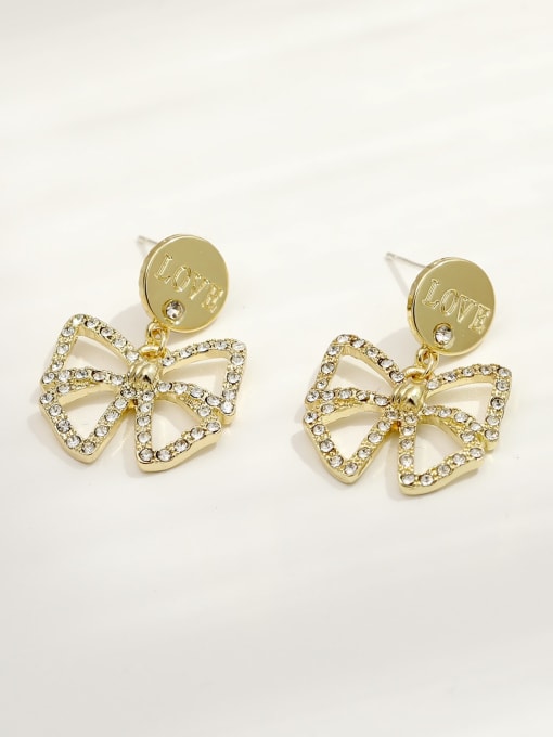 14k Gold Brass Cubic Zirconia Butterfly Cute Drop Trend Korean Fashion Earring