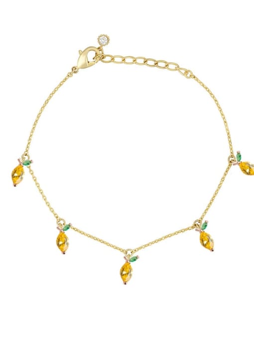lemon Brass Cubic Zirconia Multi Color Friut Cute Bracelet