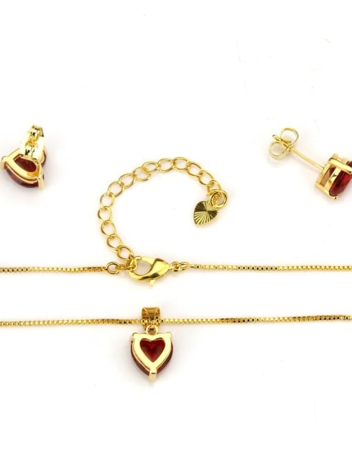 renchi Brass Heart Cubic Zirconia Earring and Necklace Set 4