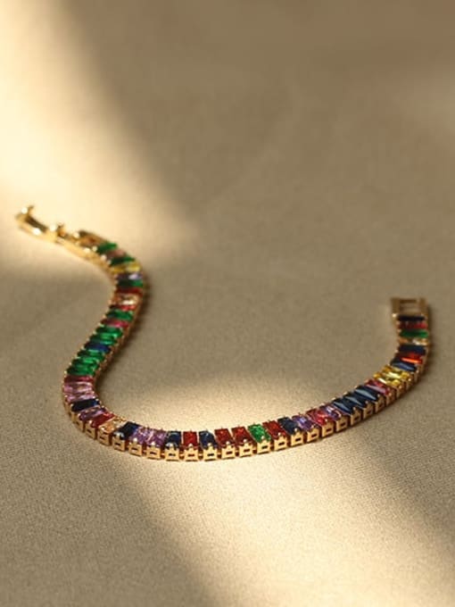 ACCA Brass Cubic Zirconia Rainbow Luxury Link Bracelet 2