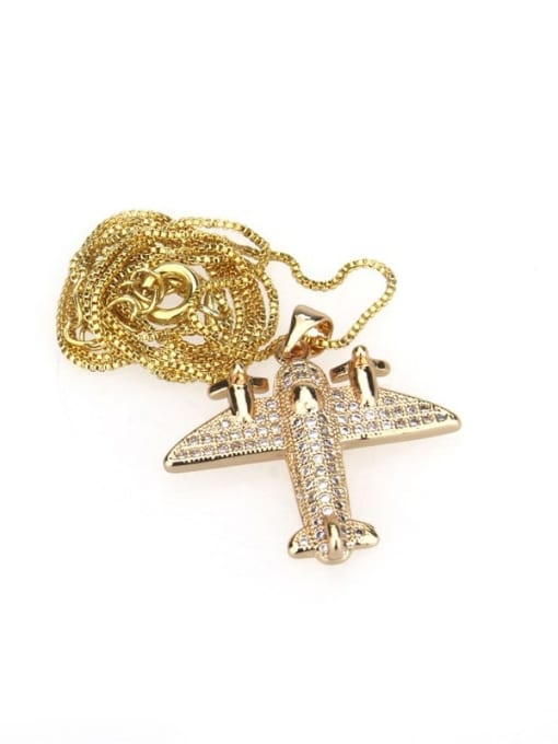 renchi Brass cubic zirconia  vintage aircraft Pendant Necklace 3