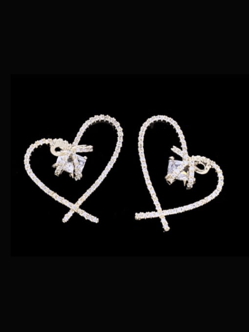 SUUTO Brass Cubic Zirconia Heart Luxury Cluster Earring 1