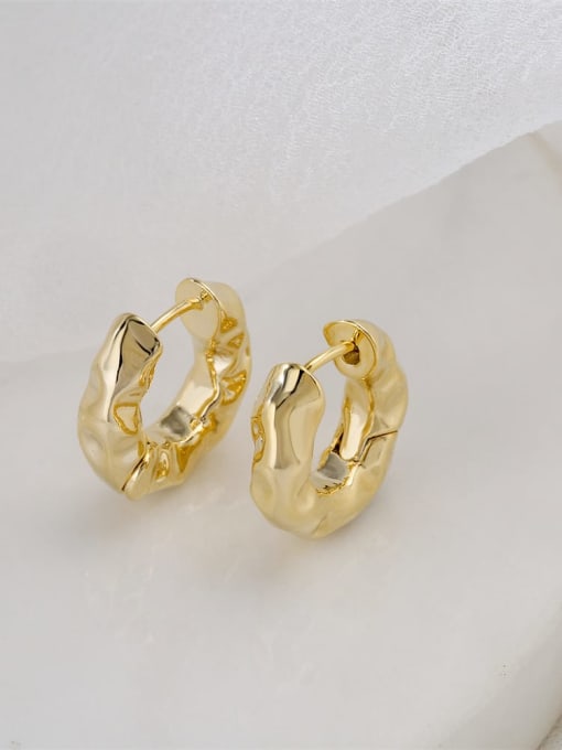 AOG Brass Hollow Geometric Minimalist Huggie Earring