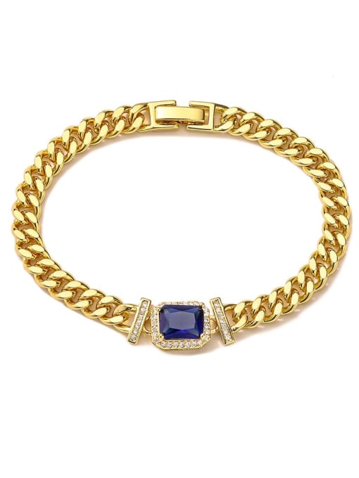 31181 Brass Cubic Zirconia Geometric Hip Hop Link Bracelet
