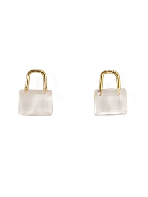 ACCA Brass Cubic Zirconia Locket Minimalist Huggie Earring 0