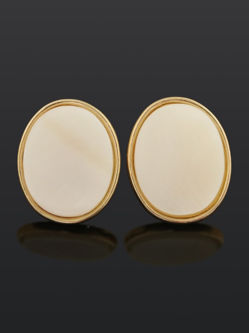 Oval (ear clip) Brass Shell Geometric Minimalist Stud Earring
