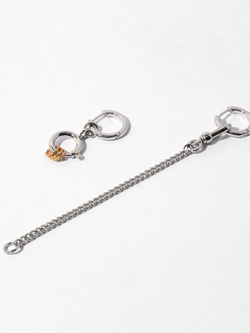 Palladium gold ear buckle (detachable) Brass  Vintage Tassel long asymmetrical ear buckle Drop Earring