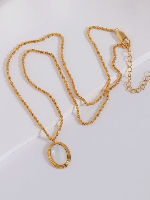 18k gold Brass Shell Geometric Minimalist Necklace