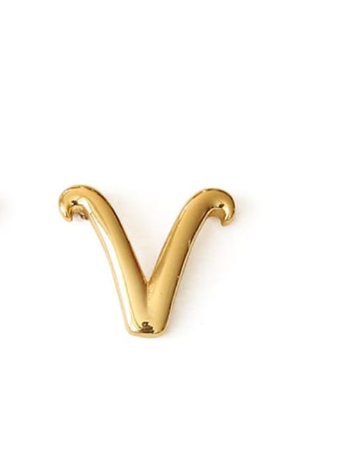 V Ear Stud （Single） Brass Letter Minimalist  Stud Earring(single)