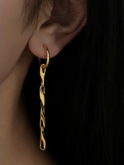 ACCA Brass Tassel Minimalist Huggie Earring 1