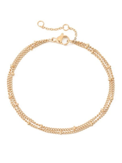 Double rose gold Stainless steel Imitation Pearl Irregular Minimalist Strand Bracelet