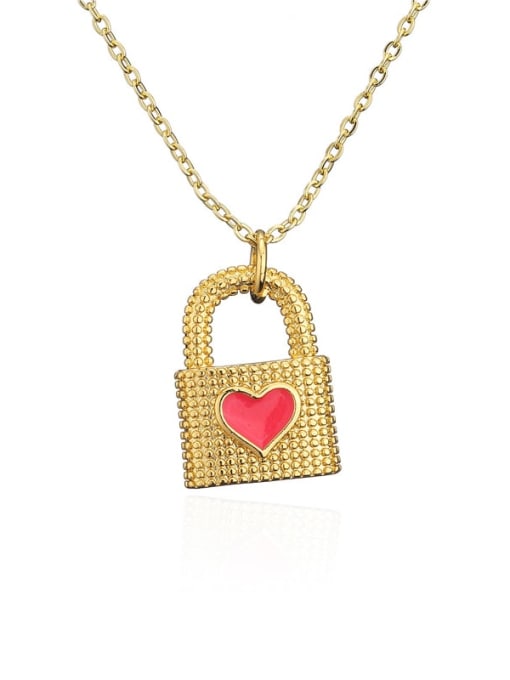 20806 Brass Enamel Heart   Vintage Locket Pendnat Necklace