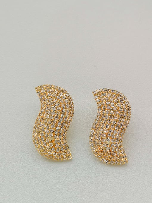 14K  gold Copper Cubic Zirconia Geometric Minimalist Stud Trend Korean Fashion Earring