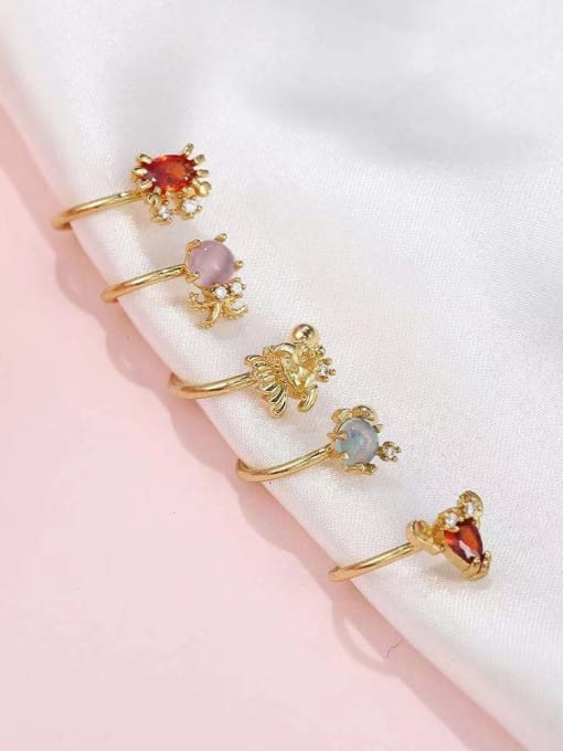 COLSW Brass Cubic Zirconia Multi Color  Cute animal Clip Earring 0