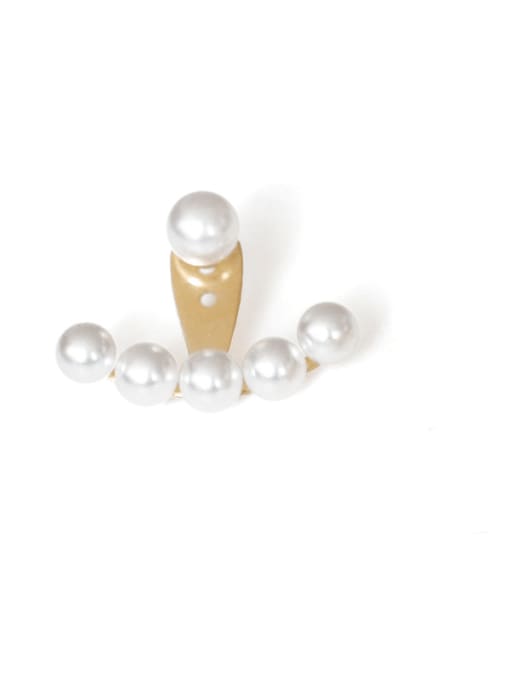 Pearl earrings on front and back Brass Freshwater Pearl Geometric Vintage Stud Earring