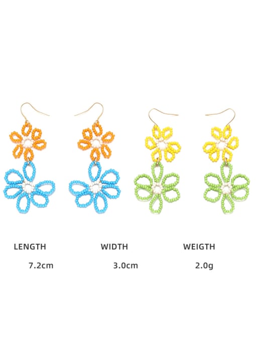 TINGS Brass Glass beads Multi Color Flower Minimalist Clip Earring 3