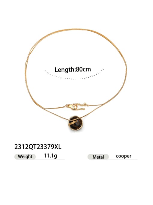 2312QT23379XL Brass Tiger Eye Geometric Hip Hop Necklace