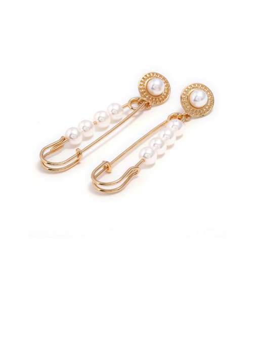 ACCA Brass Freshwater Pearl Geometric Pin Vintage Drop Earring