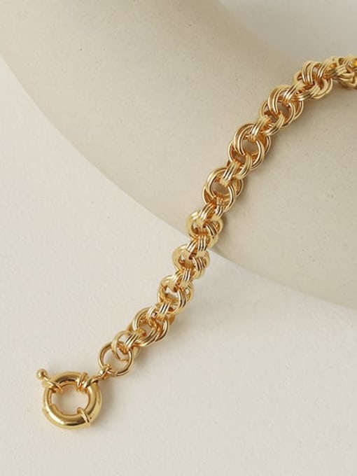 Five Color Brass Imitation Pearl Geometric Vintage Link Bracelet 2