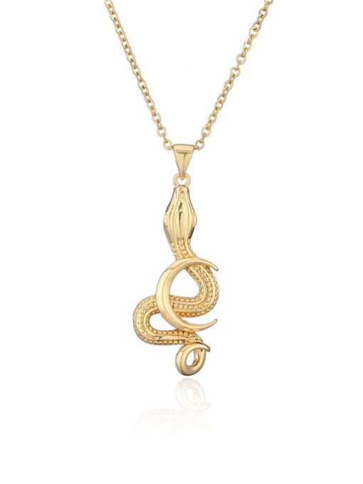 20555 Brass Vintage Snake Pendant Necklace