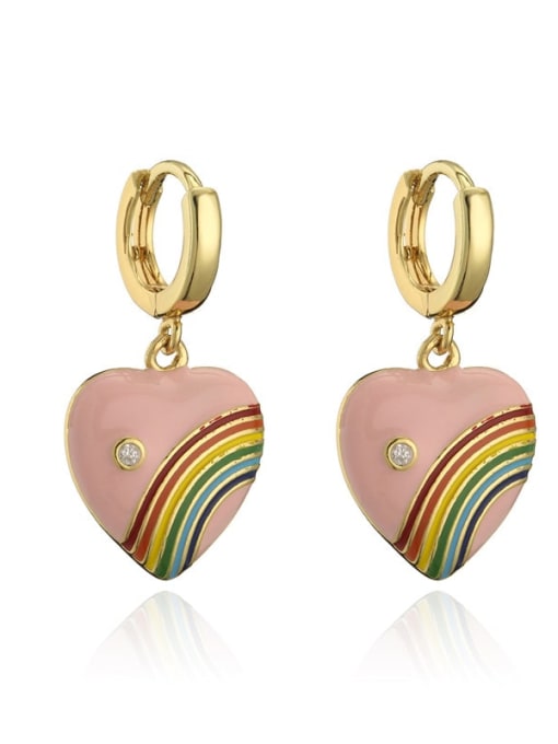 40972 Brass Enamel Heart Cute Huggie Earring