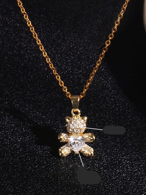Bear crystal A101 Copper Cubic Zirconia Mouse Trend Bear Pendant  Necklace