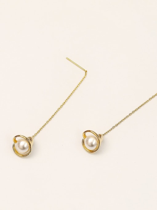14k Gold Brass Cubic Zirconia Tassel Minimalist Threader Trend Korean Fashion Earring
