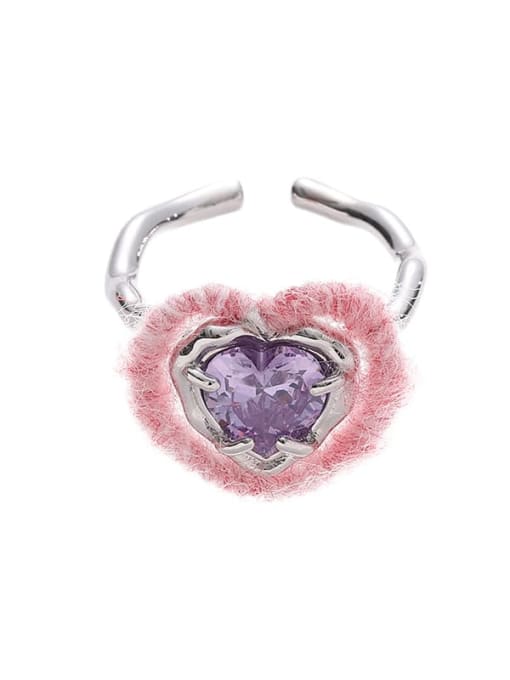 Love Ring Brass Cubic Zirconia Heart Minimalist Band Ring