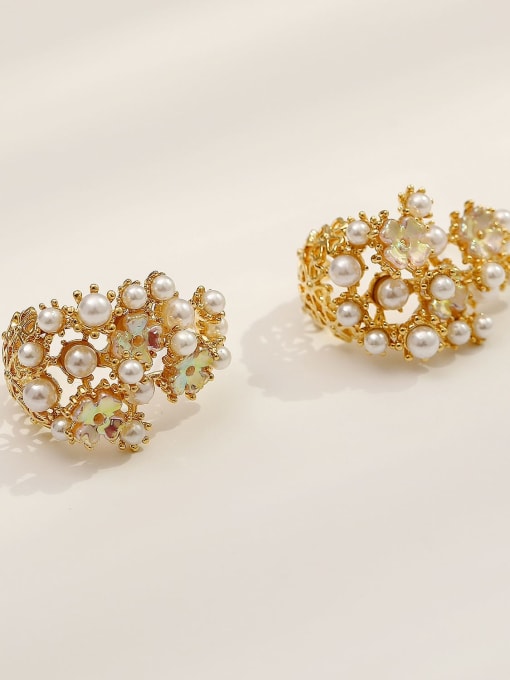 14k Gold Brass Imitation Pearl Irregular Vintage Stud Trend Korean Fashion Earring