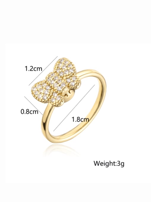 AOG Brass Cubic Zirconia Butterfly Trend Band Ring 3