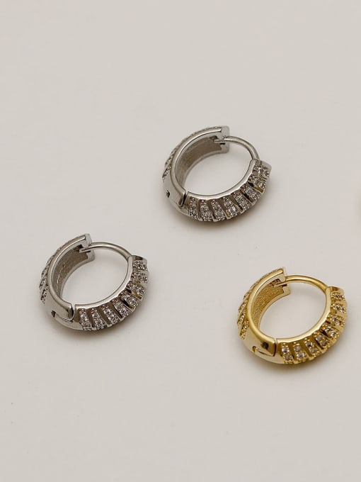 HYACINTH Brass Cubic Zirconia Geometric Vintage Huggie Trend Korean Fashion Earring 3
