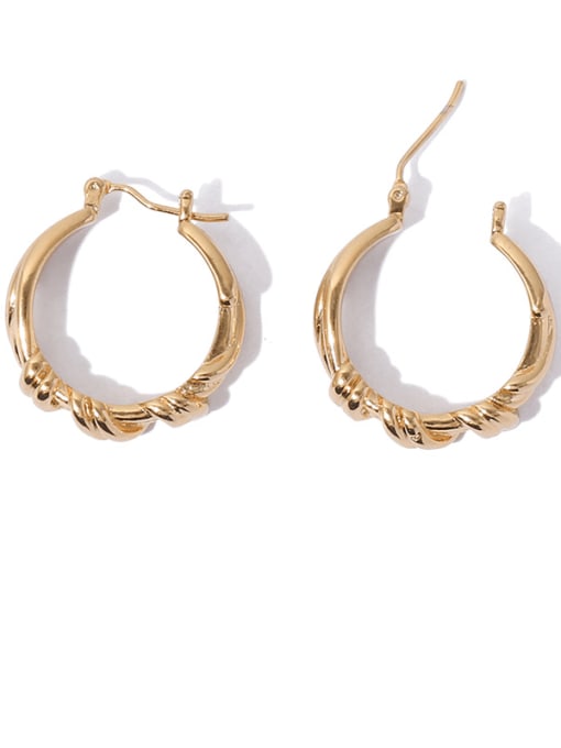 golden Brass Twist Geometric Vintage Hoop Earring