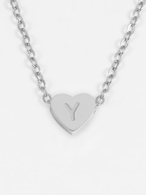 Y steel color Stainless steel Letter Minimalist Necklace