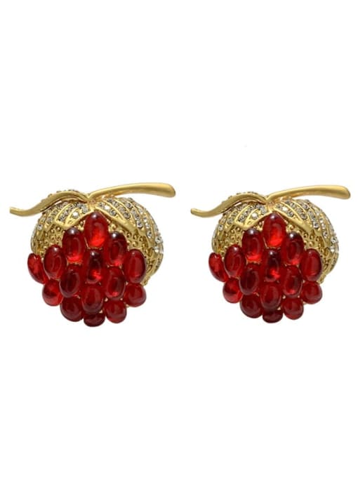 Strawberry Earrings Alloy Cubic Zirconia Friut Dainty Stud Earring
