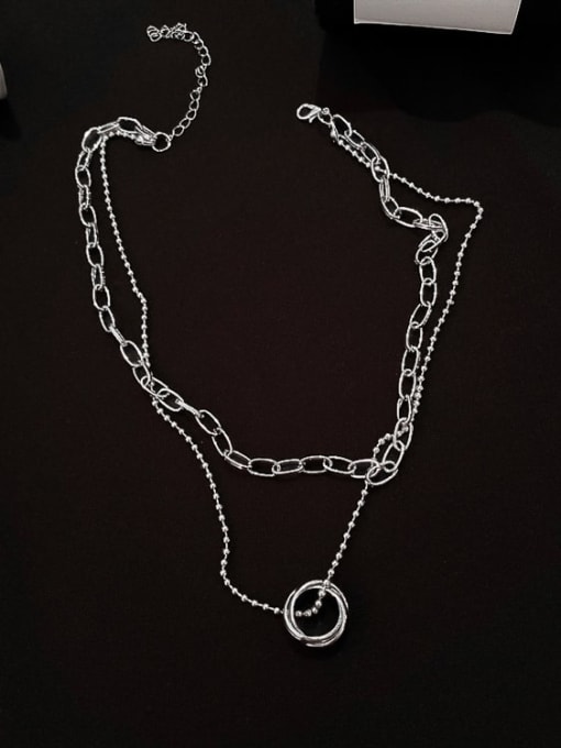 White Zinc Alloy White Locket Classic Link Necklace