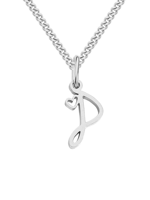 P  steel color Stainless steel Letter Minimalist Necklace
