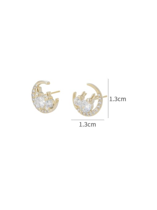 YOUH Brass Cubic Zirconia Moon Dainty Stud Earring 2
