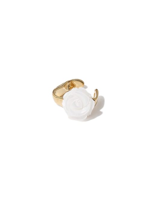 Ear bone clip(single -only one) Brass Shell Flower Trend Stud Earring