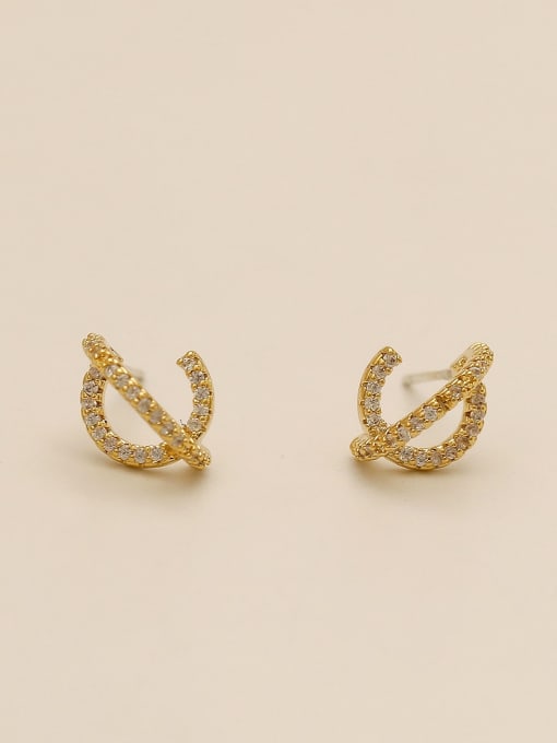 HYACINTH Brass Cubic Zirconia Irregular Minimalist Stud Trend Korean Fashion Earring 3
