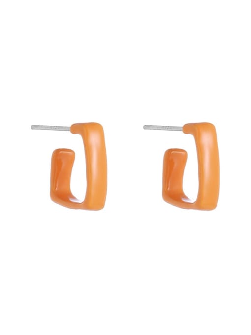 orange Brass Enamel Geometric Cute Stud Earring